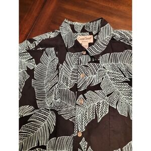 Cooke Street Honolulu Hawaiian Shirt Mens 2XL Black Tropical‎ Leaf Print